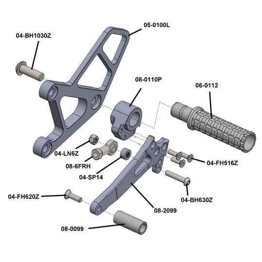 Woodcraft Rearset Kawasaki Ninja ZX6/ZX7/ZX9 1998-2004