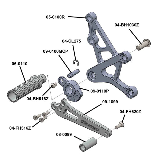 Woodcraft Rearset Kawasaki Ninja ZX6/ZX7/ZX9 1998-2004