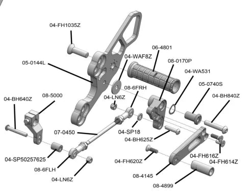 Woodcraft Complete Rearset Kawasaki Z400 2019-2023 - Adventure Parts