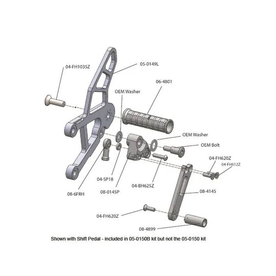 Woodcraft Complete Rearset - STD / GP Shift Kawasaki ZX-6R 2009-2012