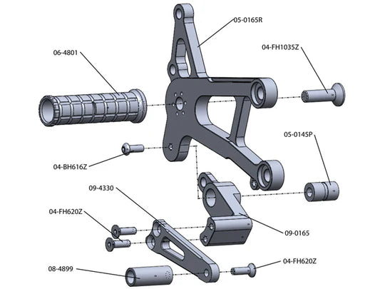 Woodcraft Rearset Kawasaki Ninja ZX-10R 2006-2010 - Adventure Parts