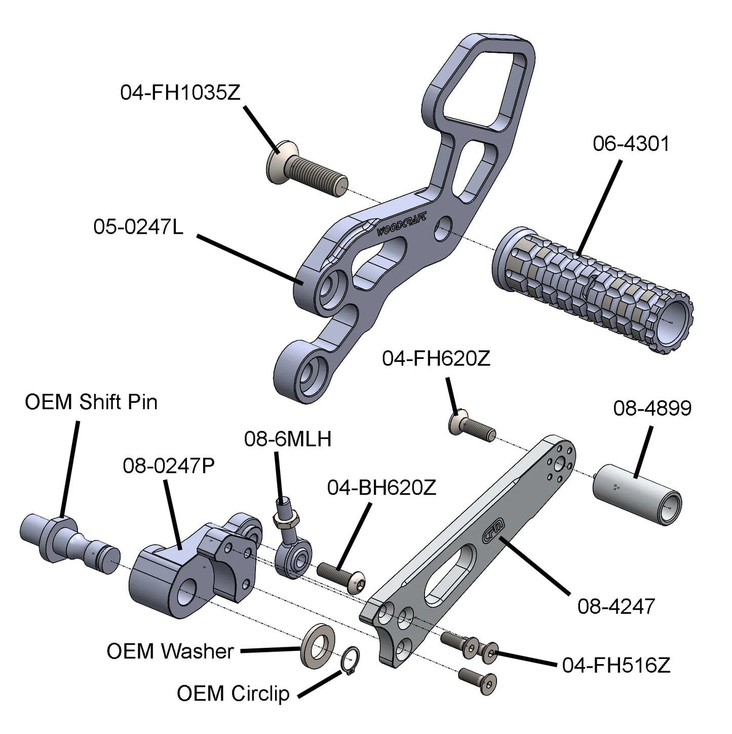 Woodcraft Complete Rearset Suzuki GSX-R600/750 2006-2010