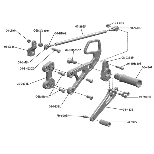 Woodcraft Complete Rearset Honda CBR600RR 2007-2022 - Adventure Parts