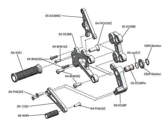 Woodcraft Complete Rearset Honda CBR600RR 2007-2022 - Adventure Parts