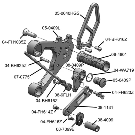 Woodcraft Rearset Yamaha XSR900 2016-2021 - Adventure Parts