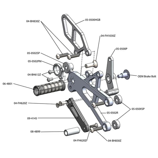 Woodcraft Rearset - GP Shift w/QS Triumph Daytona 675/R 2013-2017 - Adventure Parts