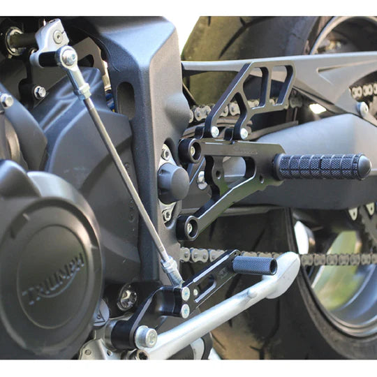Woodcraft Rearset Kit, GP Shift W/O QS - Complete W/Shift and Brake Pedals Triumph Street Triple 675/R 2013-2016