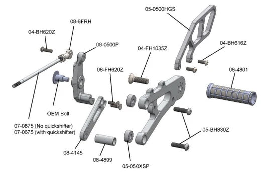 Woodcraft Rearsets - STD Shift w/QS Triumph Street 765 2017-2021 - Adventure Parts