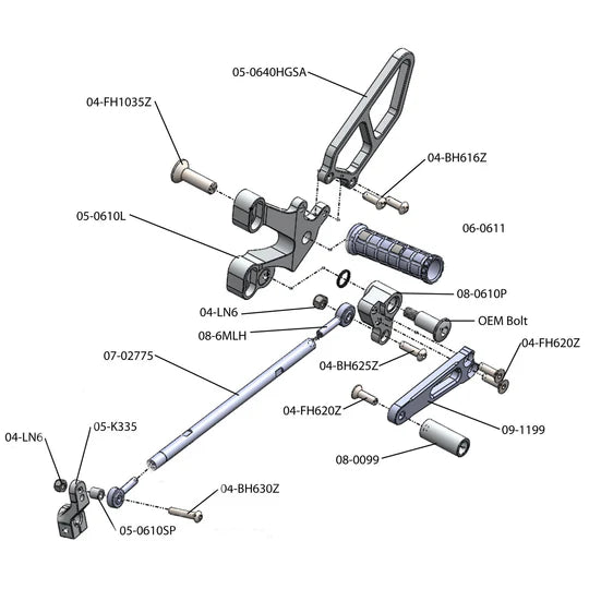 Woodcraft Rearsets w/Shift Pedal and Heel Guard Ducati 748/916/996/998 1998-2003 - Adventure Parts