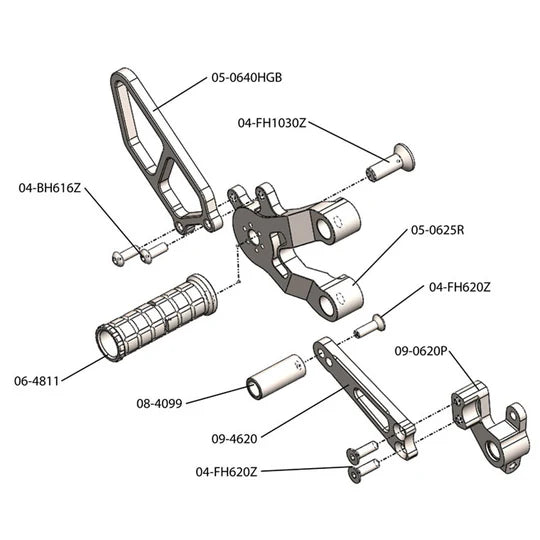 Woodcraft Complete Rearset Ducati 749/999