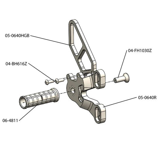 Woodcraft Rearset GP w/Shift Pedal (Factory QS) Ducati 1198SP/848 EVO 2008-2013 - Adventure Parts