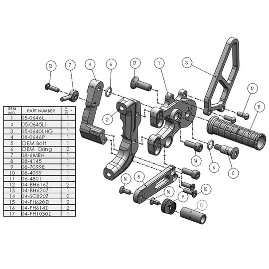Woodcraft Rearset Ducati Panigale 899/959/1199/1299 - Adventure Parts