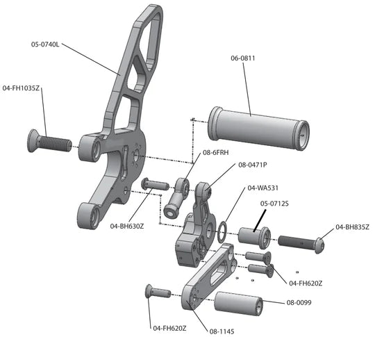 Woodcraft GP Shift Complete Rearset Aprilia Tuono V4 2012-2016 - Adventure Parts