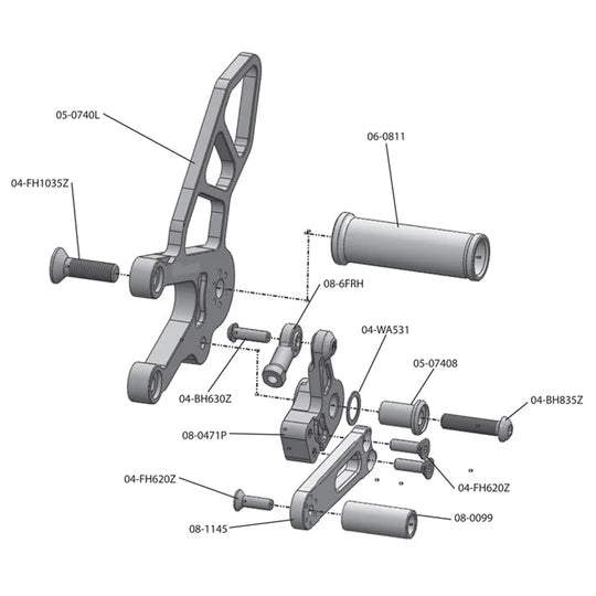 Woodcraft STD Shift Complete Rearset Aprilia Tuono V4 2012-2016 - Adventure Parts