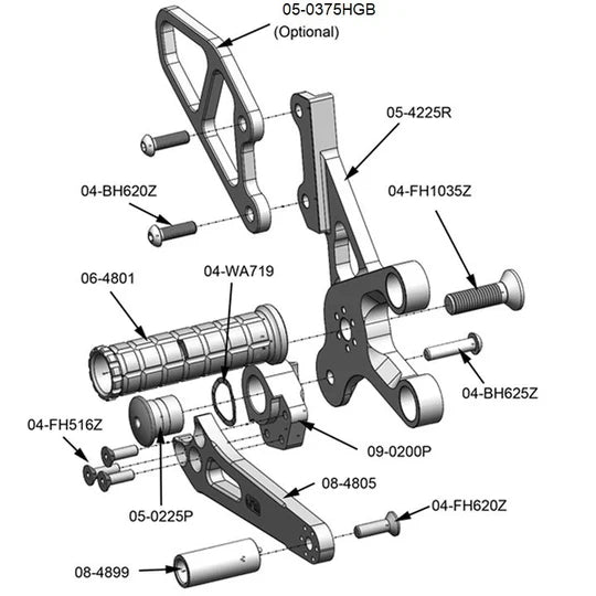 Woodcraft Rearset - GP Shift Suzuki SV650 2003-2012 - Adventure Parts