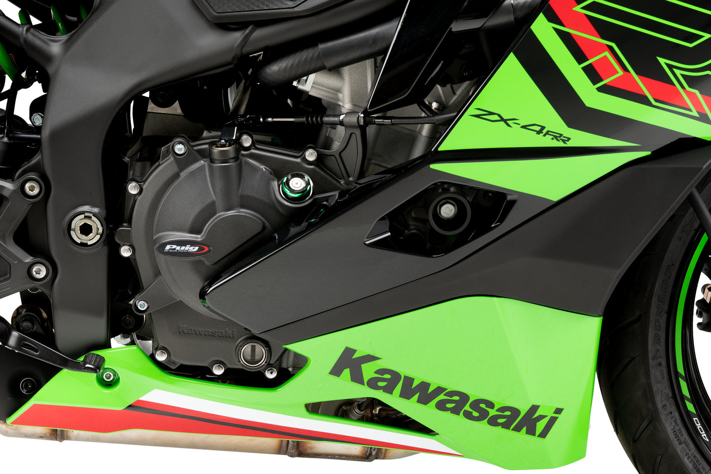 Puig Engine Covers Track for Championship Kawasaki Ninja ZX-4R NINJA, Ninja ZX-4RR NINJA 2024-2025