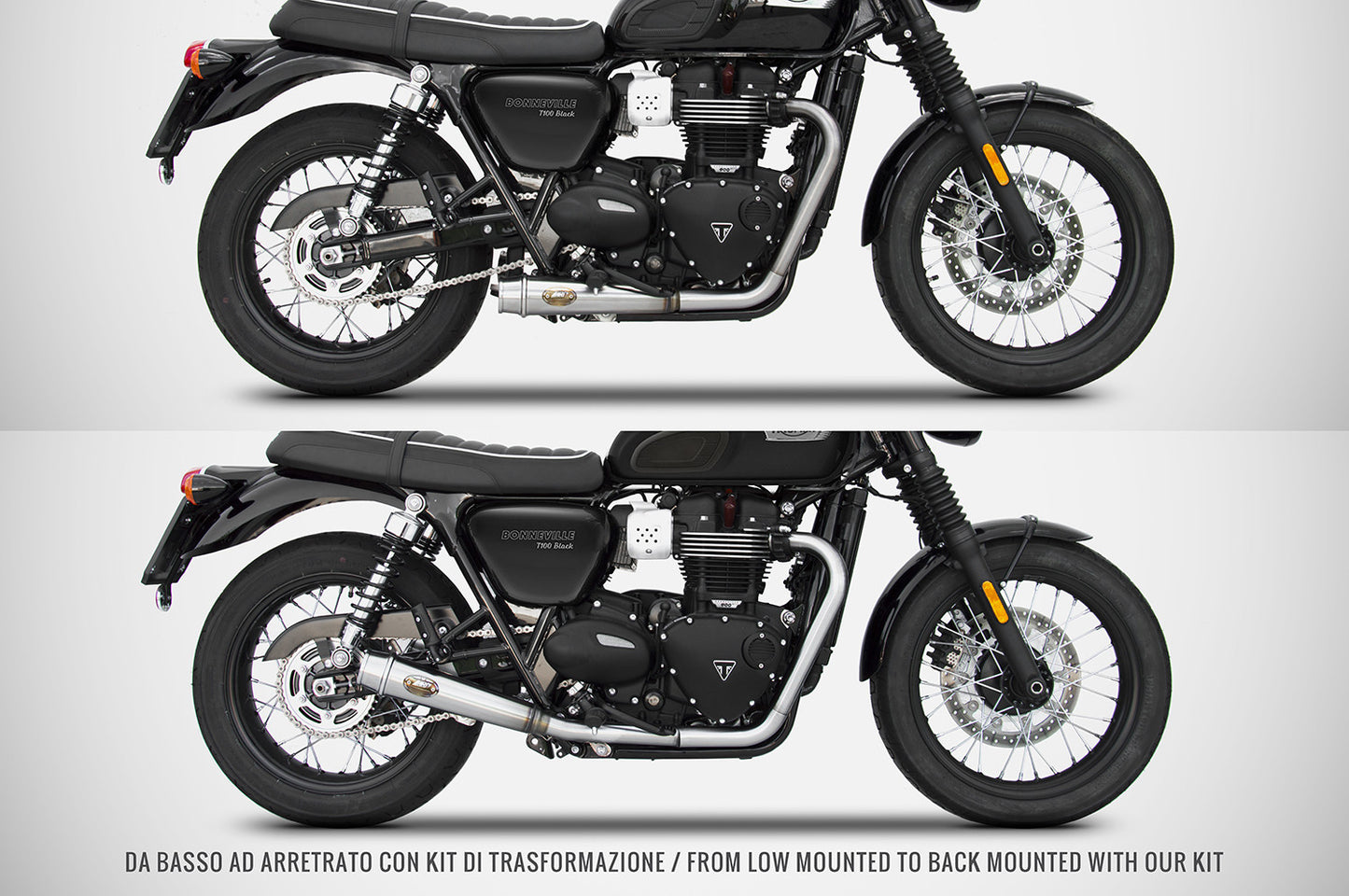 ZARD Rear Exhaust Conversion Kit For Full Kit Racing Triumph Bonneville T120 2021-2023 - Adventure Parts