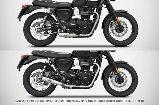 ZARD Rear Exhaust Conversion Kit For Full Kit Racing Triumph Bonneville T120 2021-2023 - Adventure Parts
