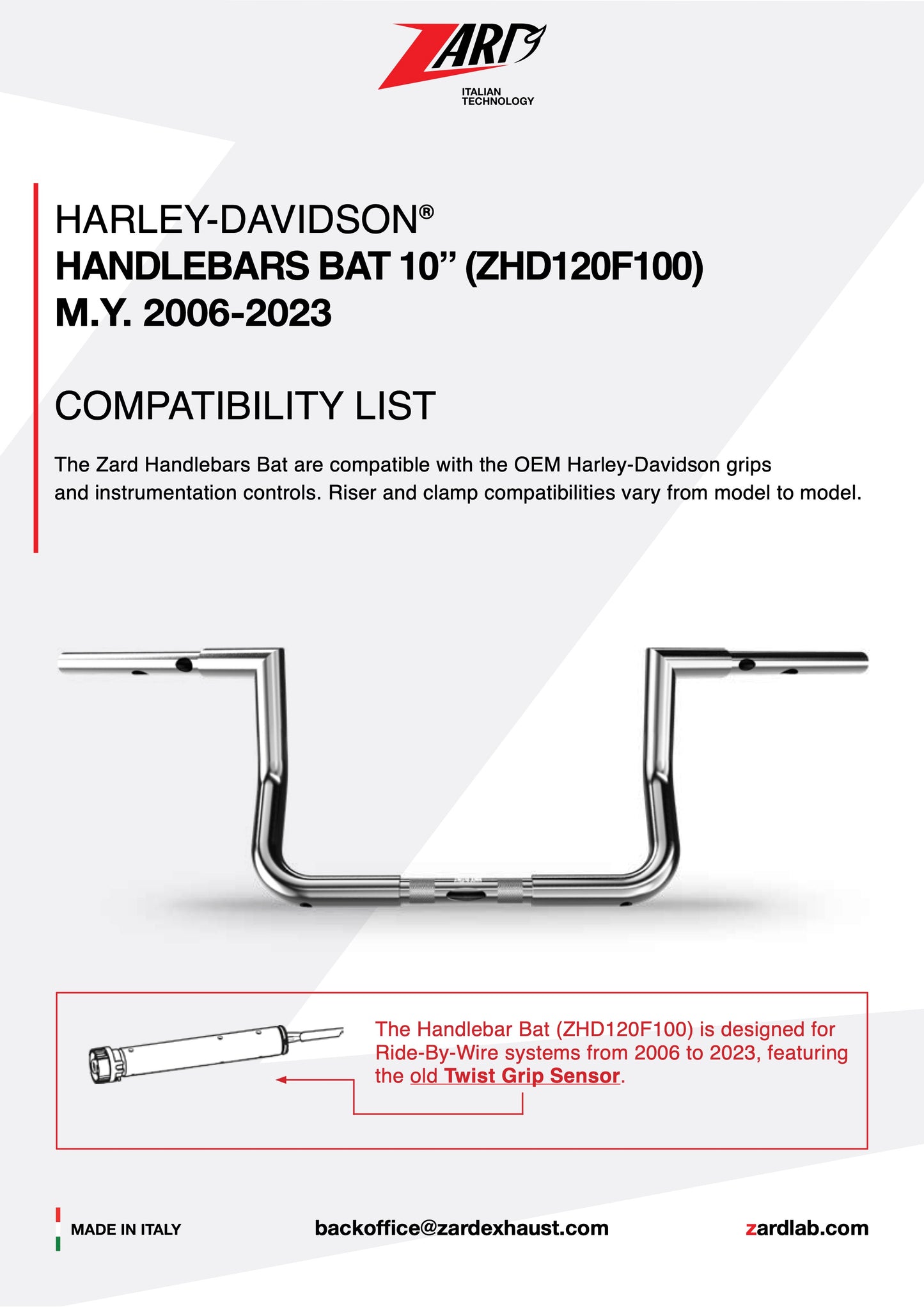ZARD Handlebar Bat 10" Harley Davidson Touring 2006-2021 - Adventure Parts