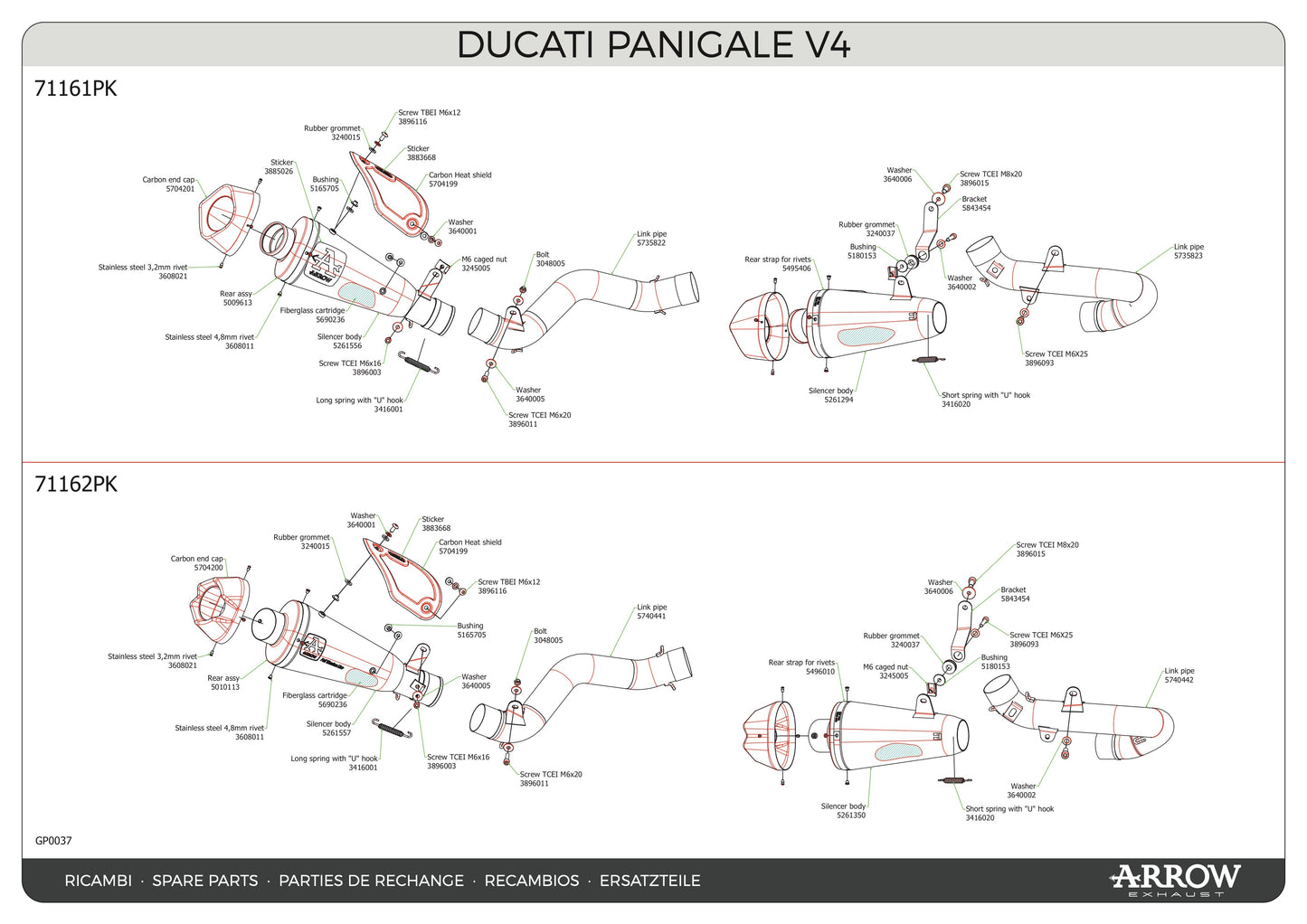 Arrow Full Exhaust System Racing Double Ducati Panigale V4 2018-2024 - Adventure Parts