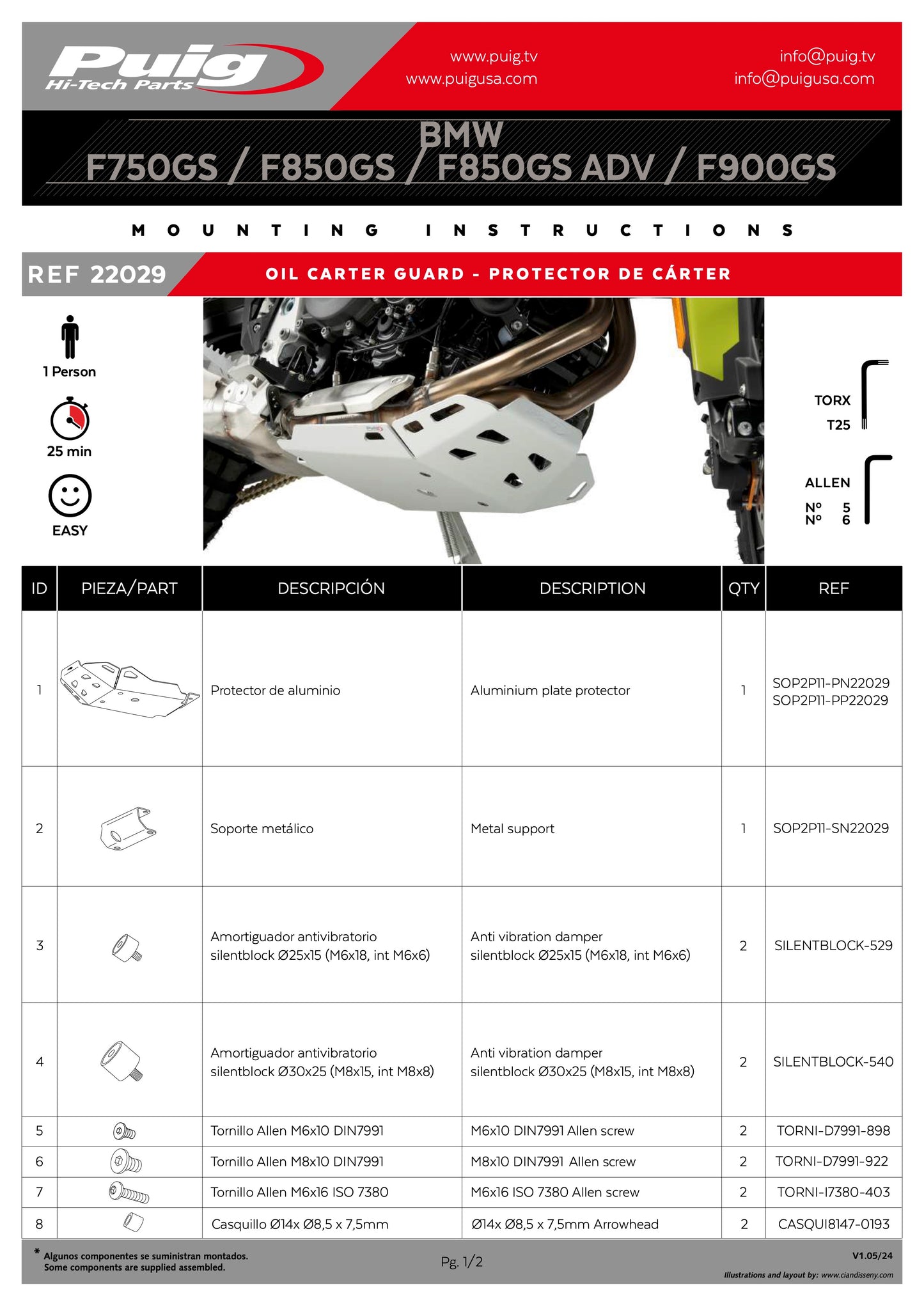 Puig Oil-Carter Guard BMW F750GS 2018-2024, F850GS 2018-2023, F900GS 2024-2025