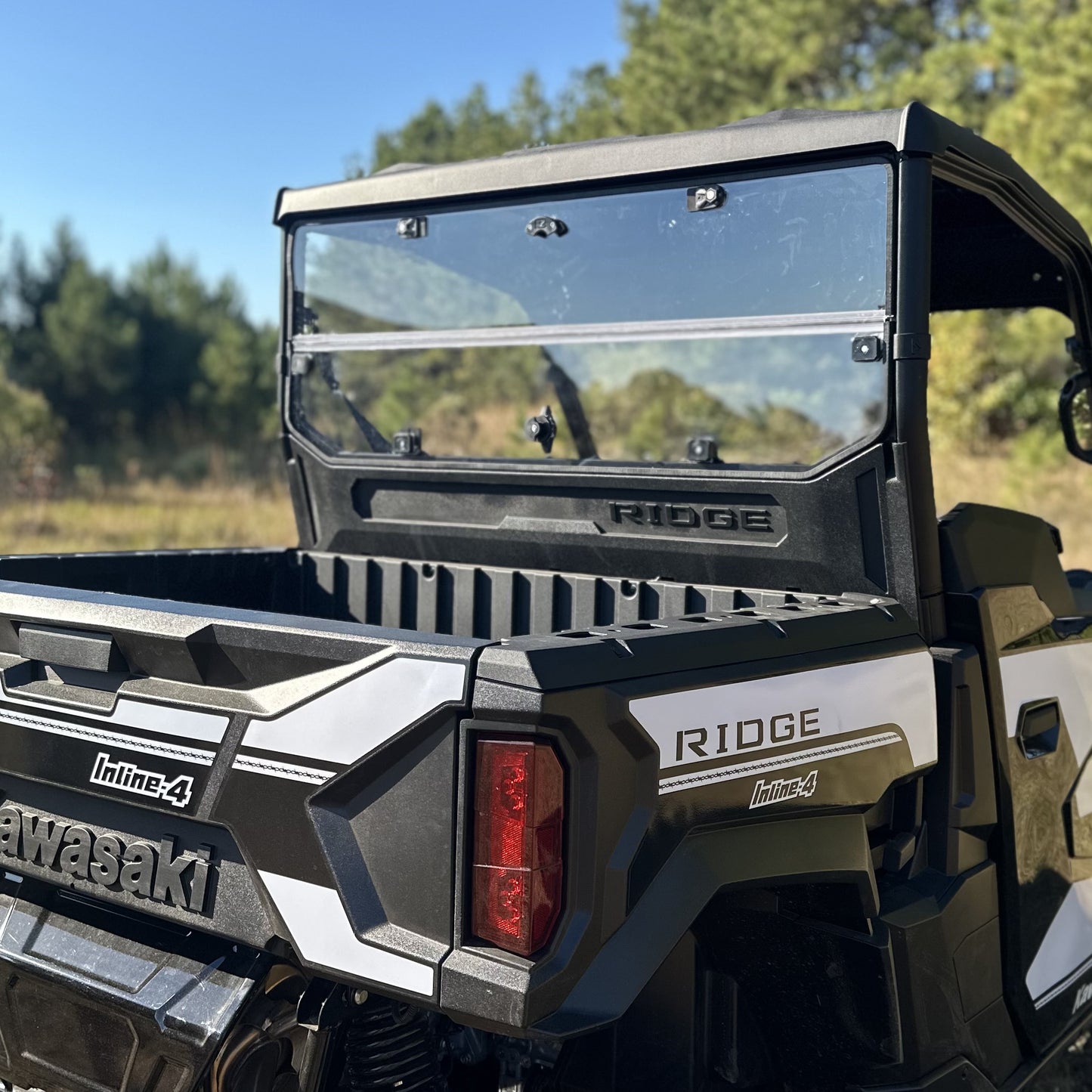 Seizmik Hard Rear Folding Windshield (UV Resistant Polycarbonate) Kawasaki Ridge