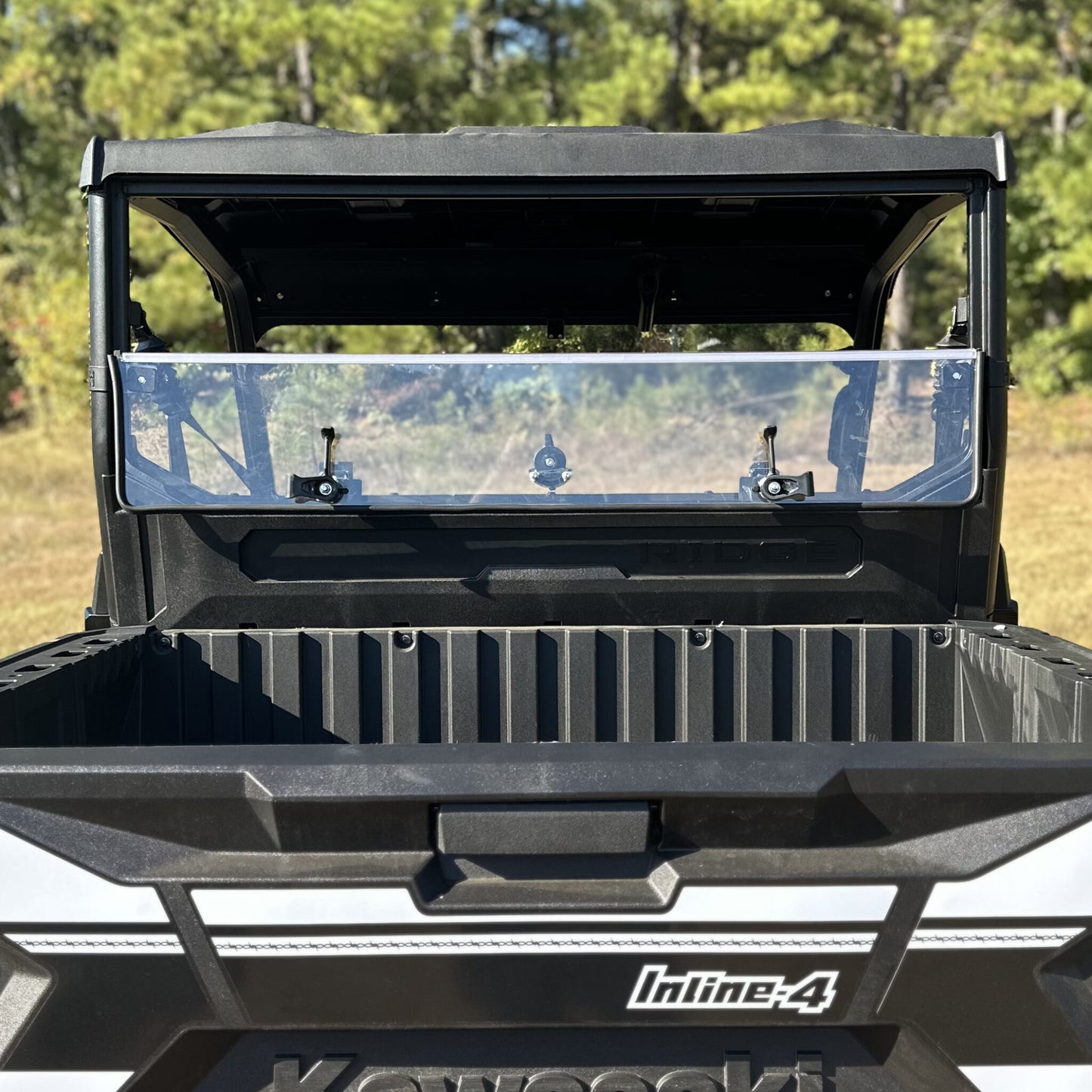 Seizmik Hard Rear Folding Windshield (UV Resistant Polycarbonate) Kawasaki Ridge
