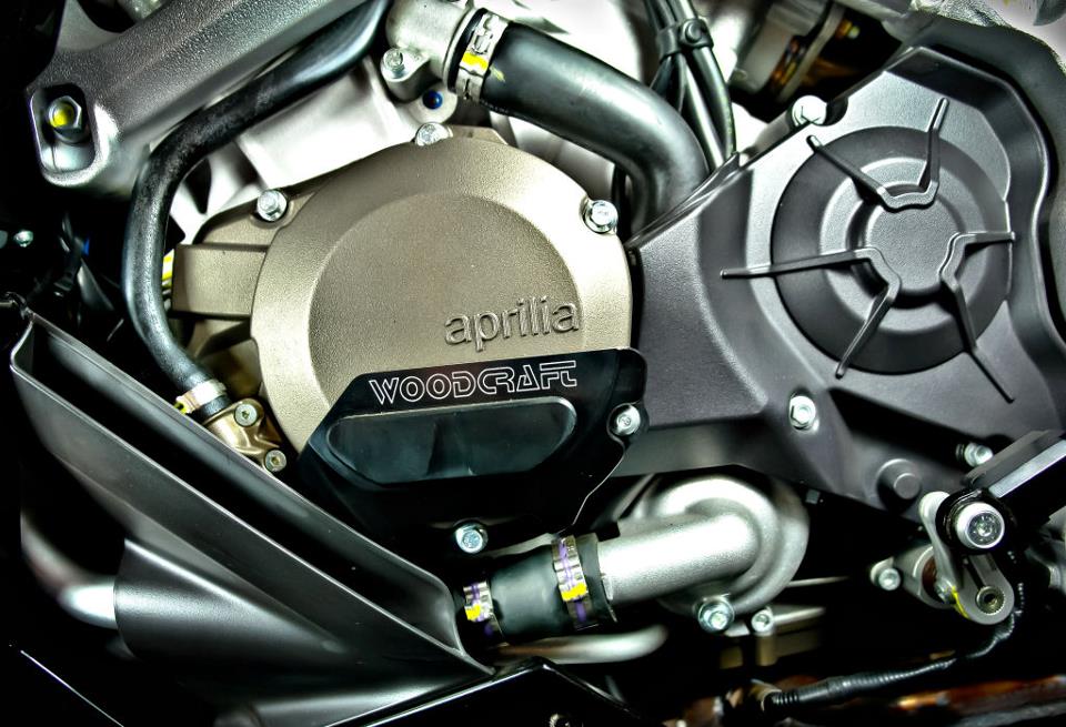 Woodcraft LHS Stator Cover Protector w/ Skid Pad Aprilia Tuono 2012-2020 - Adventure Parts