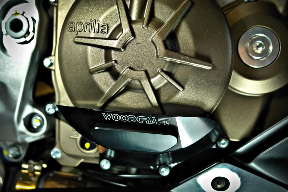Woodcraft RHS Clutch Cover Protector w/ Skid Pad Aprilia Tuono V4 R/APRC/Factory/ 1100 2011-2024 - Adventure Parts
