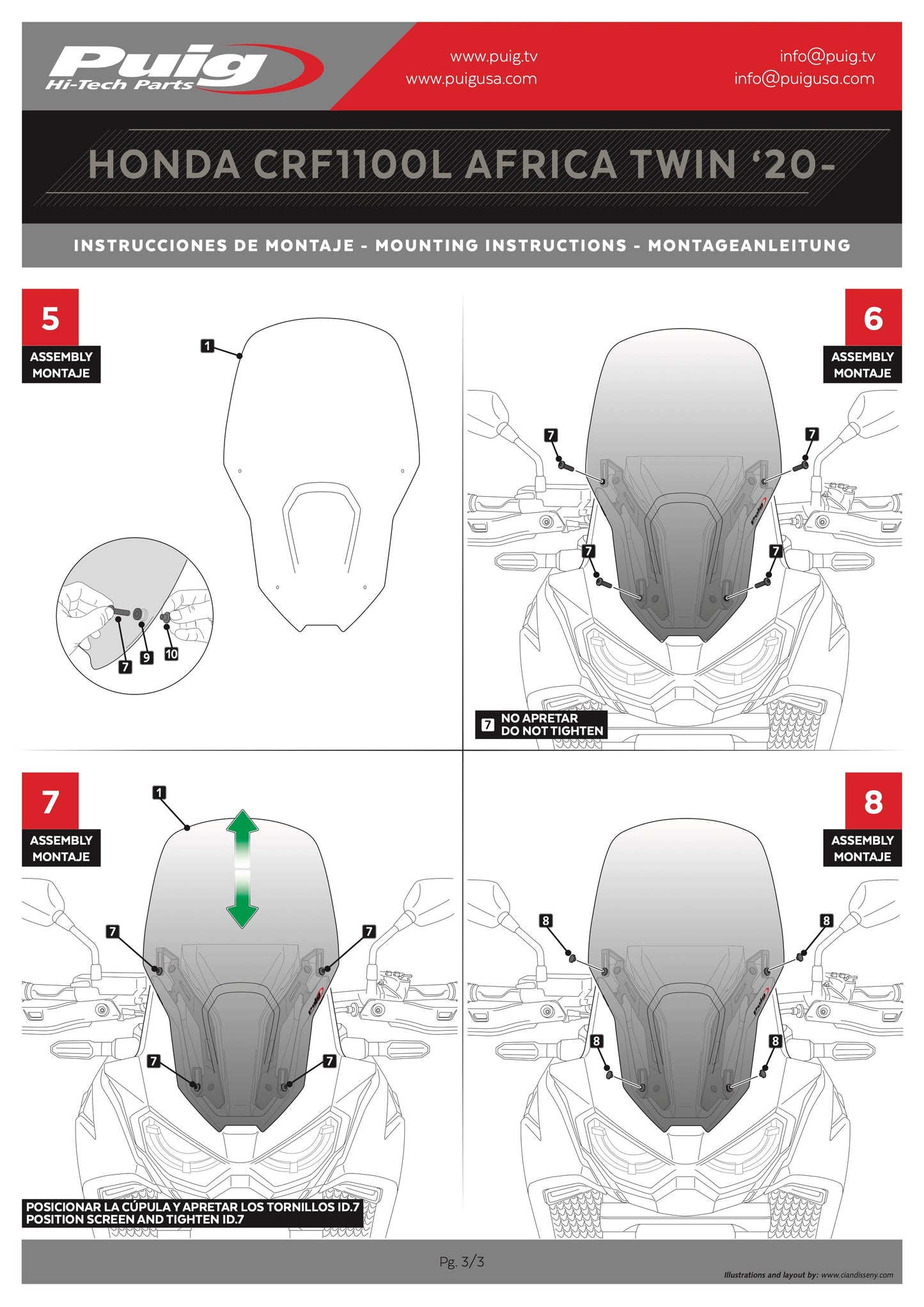 Puig Touring Fixed Windscreen Honda Africa Twin CRF1100 2020-2023 - Adventure Parts