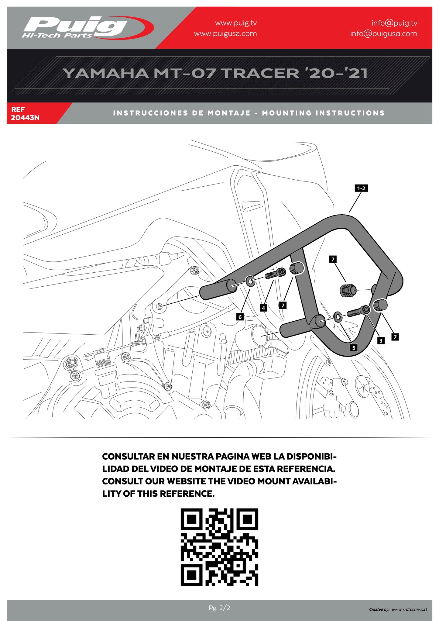 Puig Engine Guards Crash Bars Yamaha Tracer 7 & GT 2021-2025, 700 2020