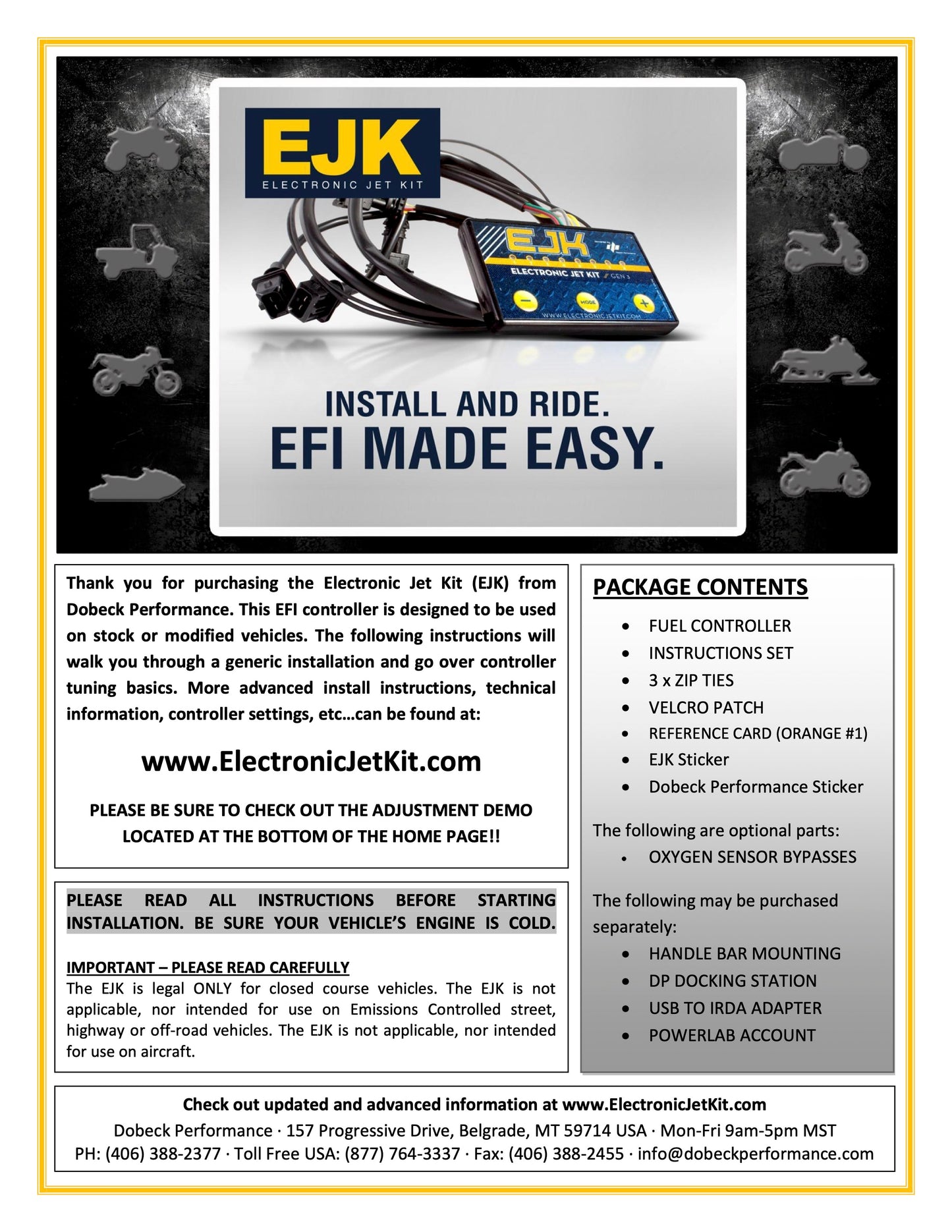 EJK Tuning Kit Fuel Controller CAN AM Outlander 850 2016-2018