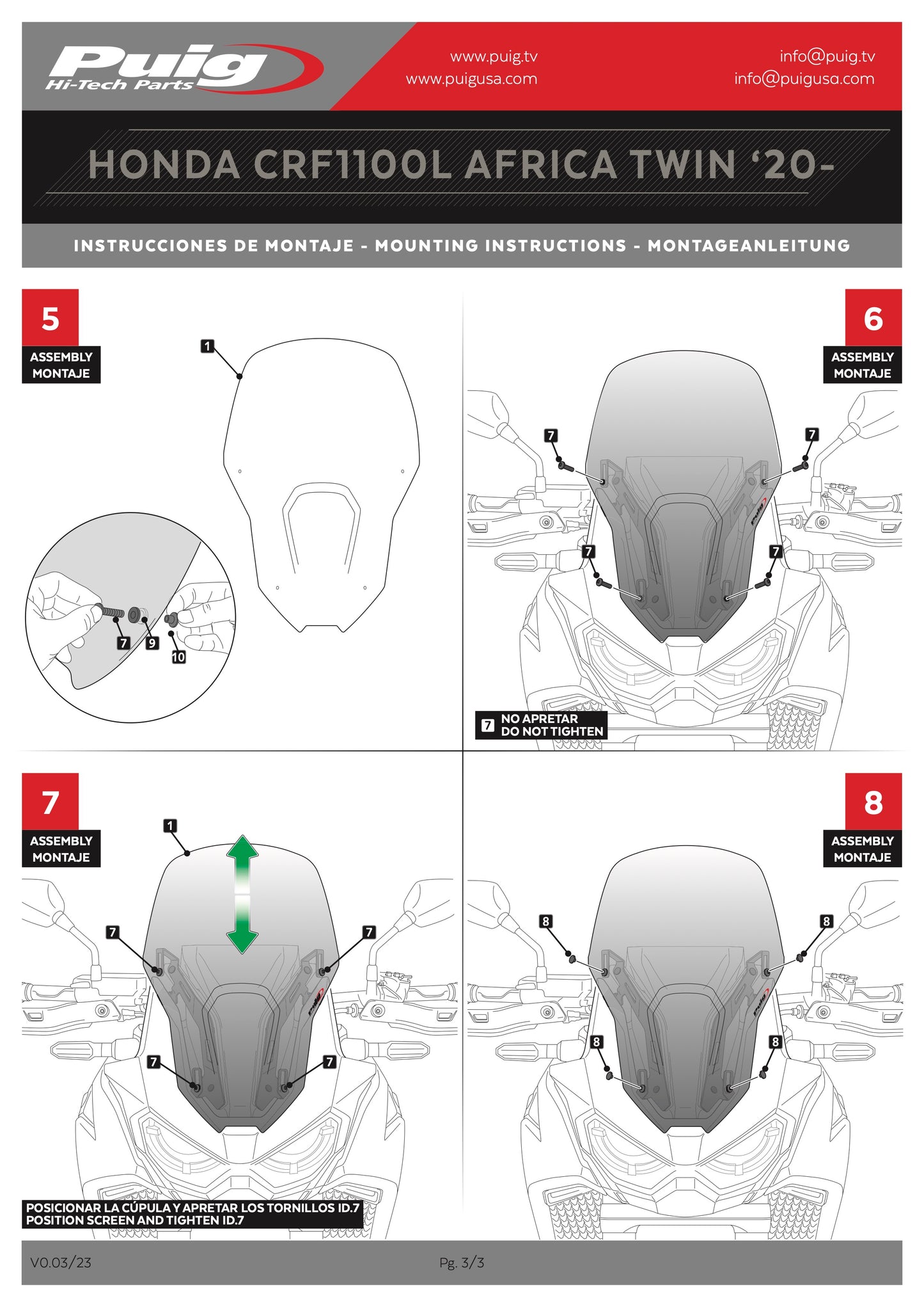 Puig Sport Windscreen Honda Africa Twin CRF1100L 2020-2023