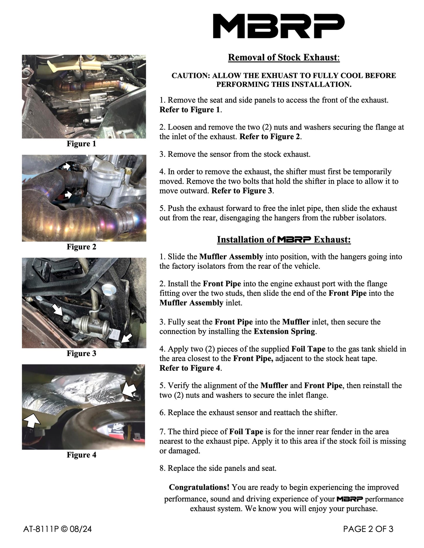 MBRP Slip-on system w/Performance Muffler Honda TRX500FA6 FourTrax Foreman Rubicon Auto DCT EPS 2015-2026