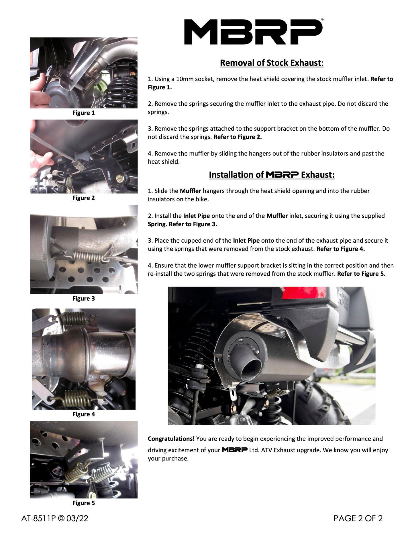 MBRP Slip-on system w/Performance Muffler Polaris Sportsman 850 EFI XP 2010-2016 - Adventure Parts