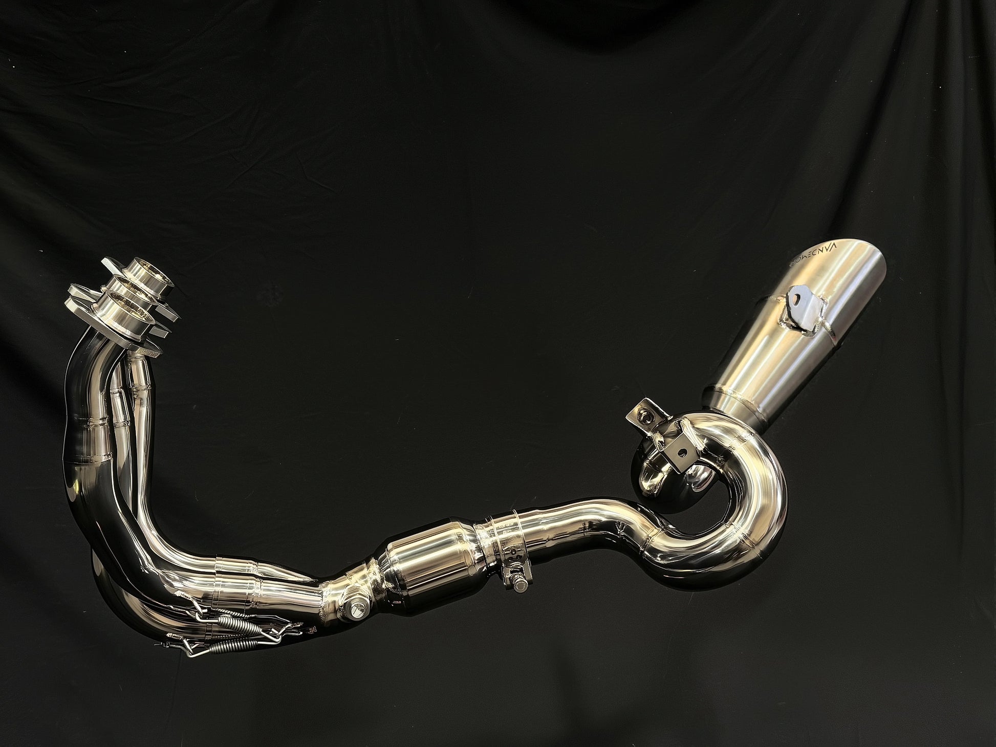 Vandemon Slash Cut Low Mount Titanium Exhaust System CFMOTO 675SR-R, 675SR-S, 675SS, 675NK 2024-2025 - Adventure Parts