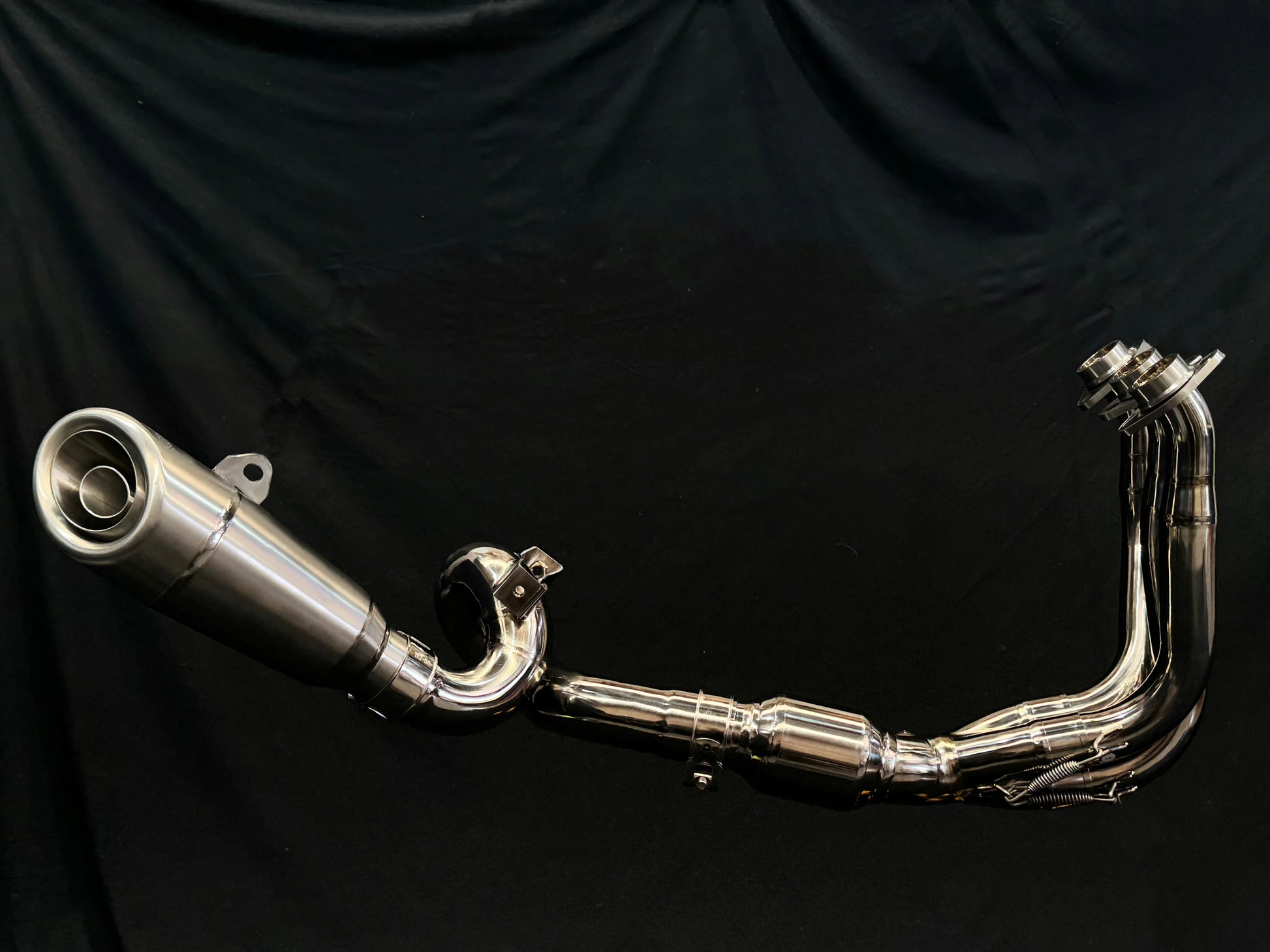 Vandemon Slash Cut Low Mount Titanium Exhaust System CFMOTO 675SR-R, 675SR-S, 675SS, 675NK 2024-2025 - Adventure Parts