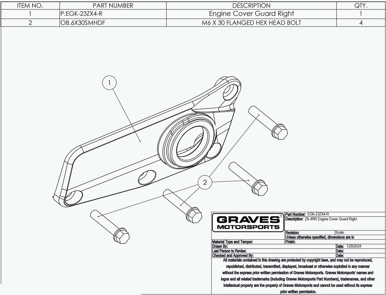 Graves Right Side Engine Guard Kawasaki Ninja ZX-4RR ZX-4R 2023 + - Adventure Parts