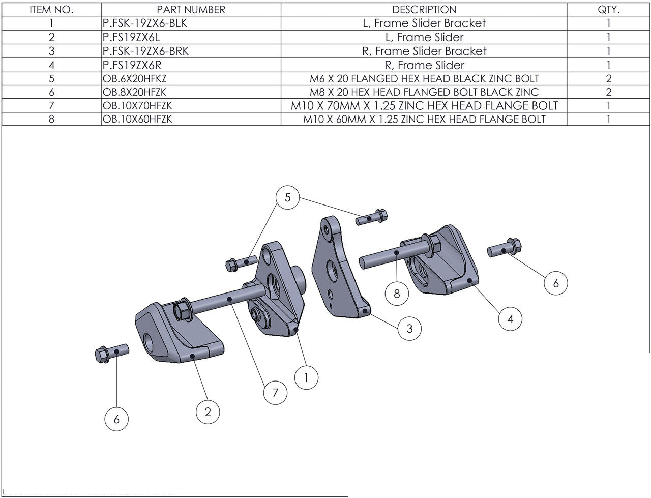 Graves Frame Sliders Kawasaki Ninja ZX-6R 2019 - 2023