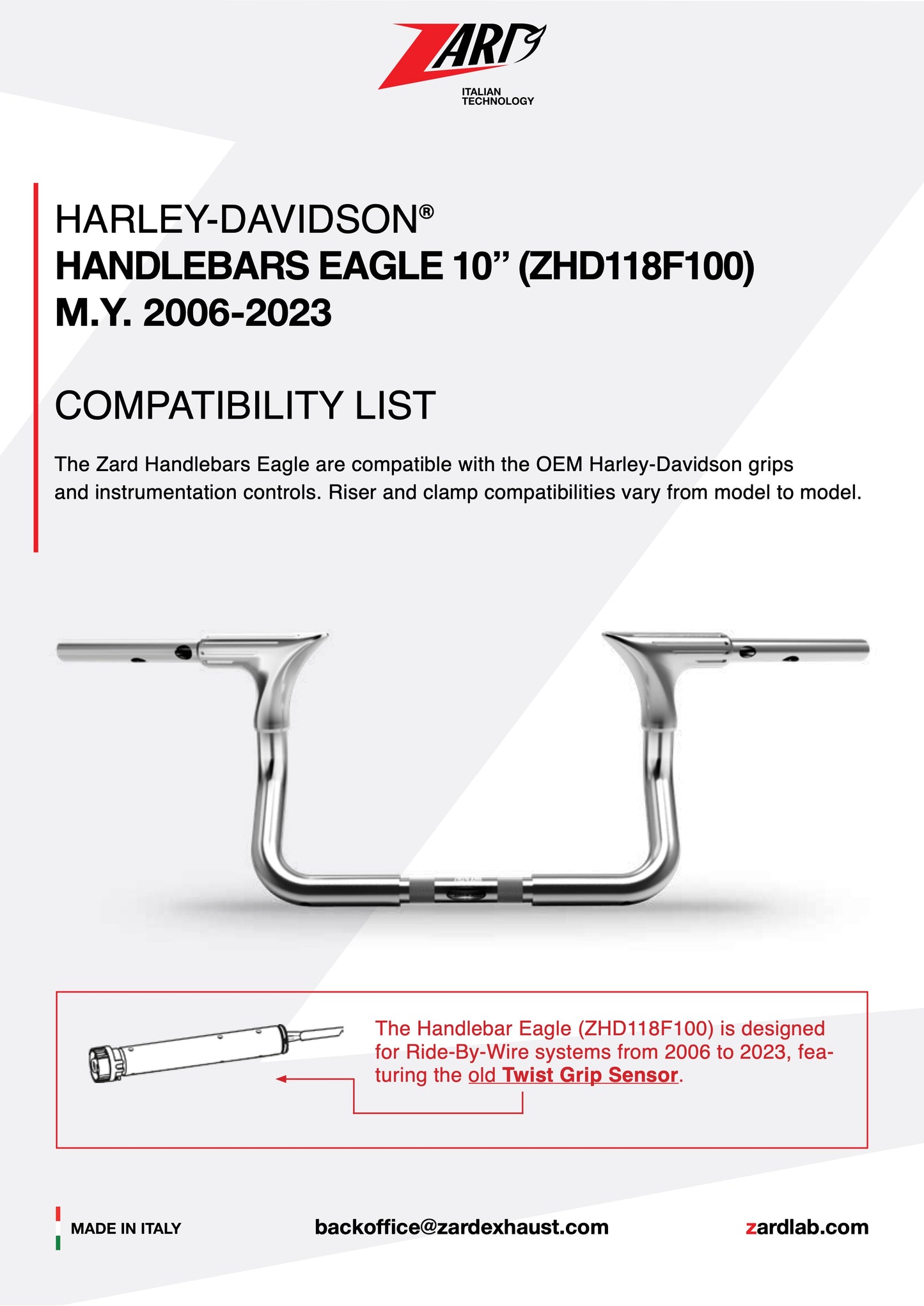 ZARD Handlebar Eagle 10" Harley Davidson Touring 2006-2021