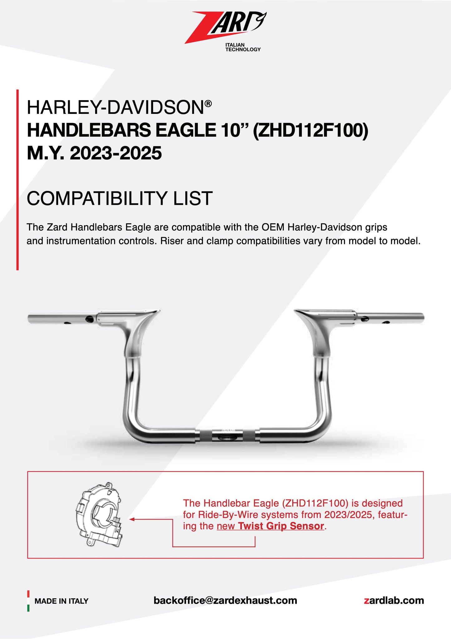 ZARD Handlebar Eagle 10" Harley Davidson Grand American Touring 2024-2025