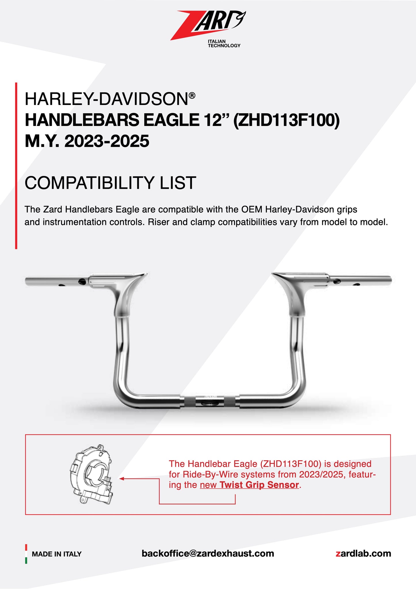ZARD Eagle 12" Harley Davidson Grand American Touring Handlebar 2024-2025 - Adventure Parts