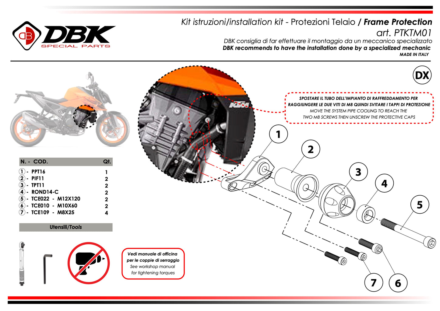 DBK Frame Protection Kit KTM 990 Duke 2024-2025 - Adventure Parts
