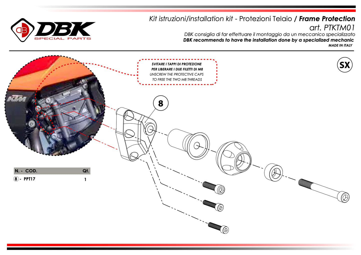 DBK Frame Protection Kit KTM 990 Duke 2024-2025 - Adventure Parts