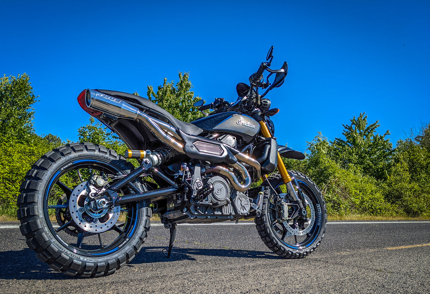 Toce High Mount 2-1 Visor Tip Full Exhaust System- Indian FTR1200