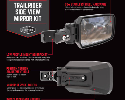 Seizmik Mirror TrailRider Side View – Clamp Pro-Fit/Profiled - Adventure Parts