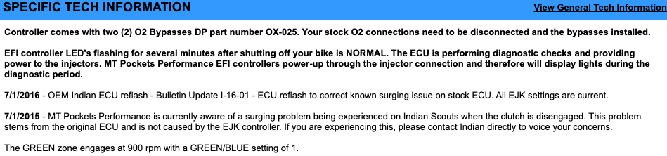 EJK Tuning Kit Fuel Controller Indian Scout/Sixty 2015-2018