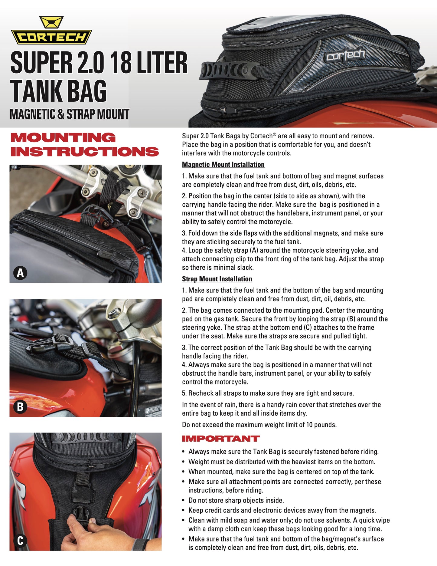 Cortech Super 2.0 18L Motorcycle Tank Bag - Adventure Parts