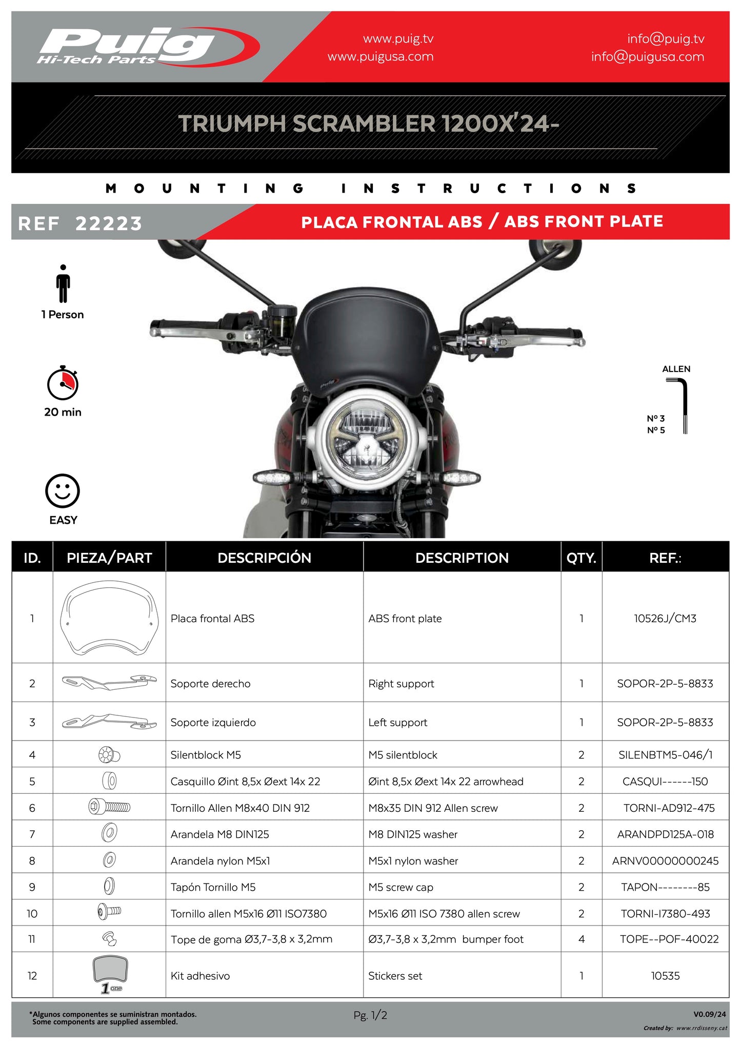 Puig Front Plate Triumph Scrambler 1200X 2024-2025
