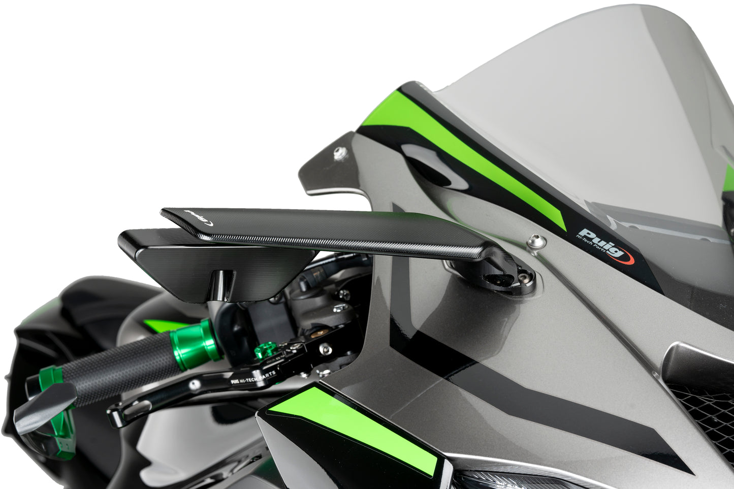 Puig Rearview Black Mirror Aileron Set Kawasaki Ninja ZX-6R 2024-2025 - Adventure Parts